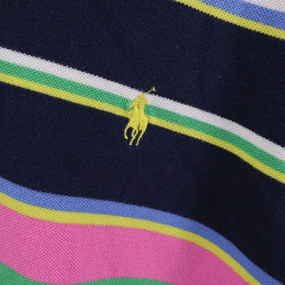 Polo Ralph Lauren Polo Shirt Mens XXL Striped 90s Multi-Color Pony Logo Good